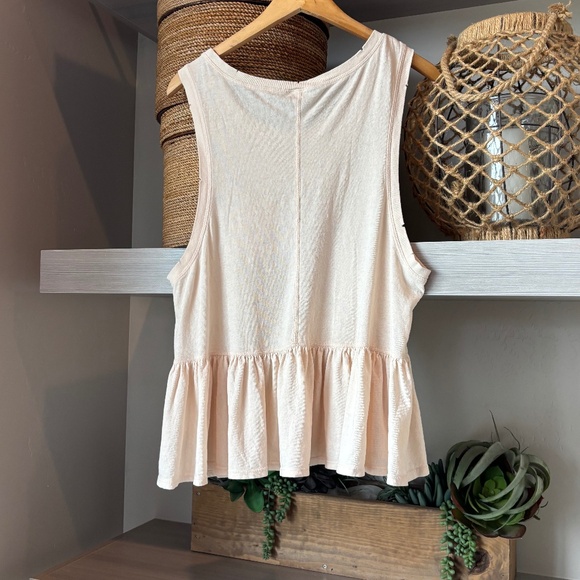 We The Free - Cotton Tank Peplum Front Pocket Blush Creme - Picture 4 of 4